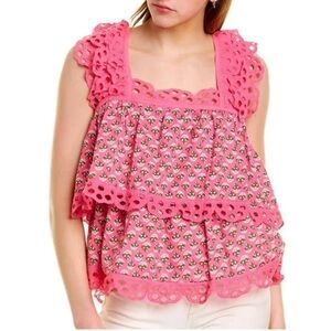 Vibrant Pink Eyelet Women's Blouse